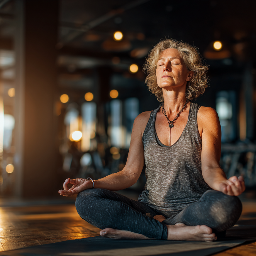 Senior praktikující jógu